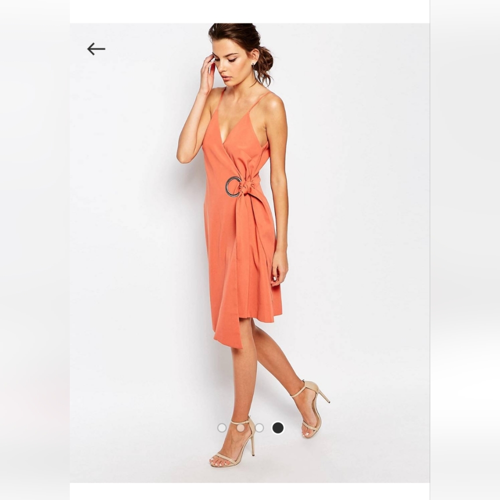NWT C/Meo Collective Burnt Orange On The Line Wrap Dress with Ring Detail XS